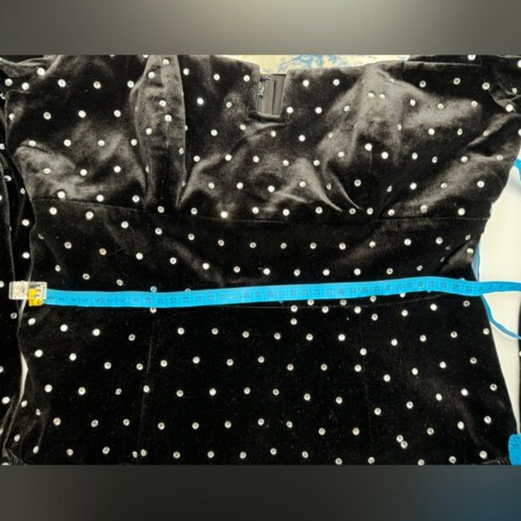 🆕 SELF-PORTRAIT 🧿 NWOT Black Velvet Diamante Mini Dress - Picture 16 of 16